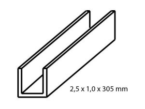 mosazný profil U 2,5 x 1 mm délka 305 mm Albion Alloys cc2