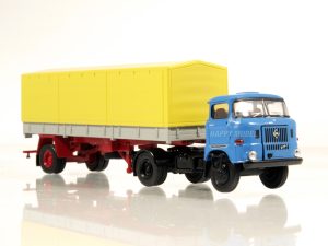 IFA W 50 návěs korba s plachtou modrá / červená 1965 Brekina 71201