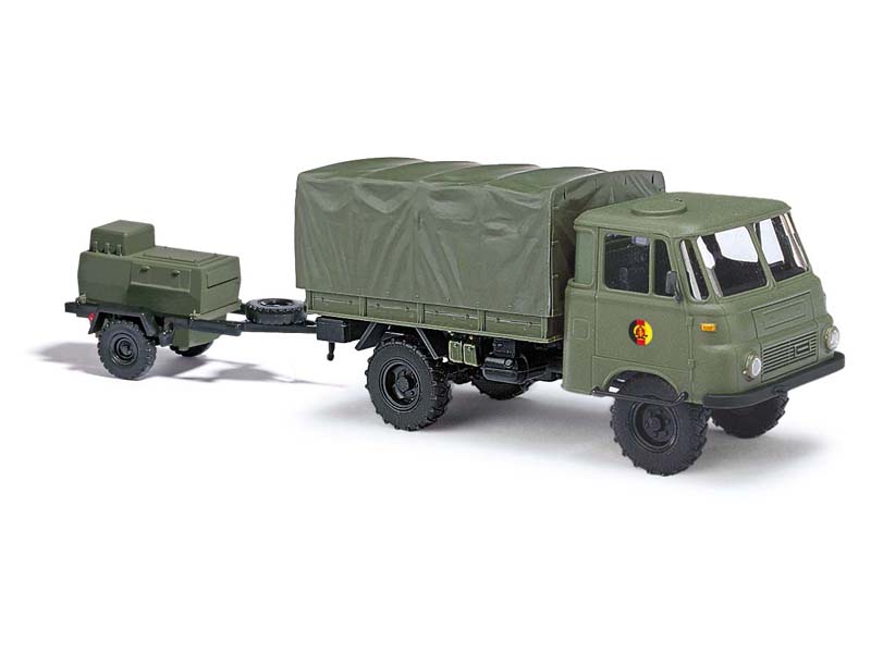 Robur LO1801 korba s plachtou a vlekem Armáda NDR Busch 51657