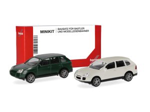 MiniKit Porsche Cayenne Turbo bílé + tmavě zelené Herpa 012836-002