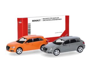 MiniKit Audi A3 Sportback 2012 oranžové a šedé Herpa 014090