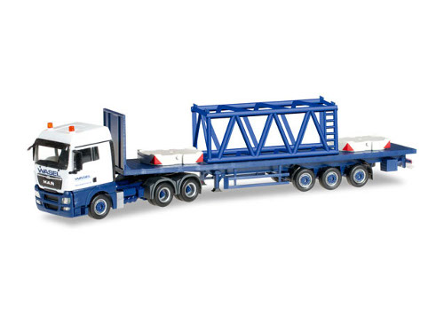 MAN TGX XLX s příhradou a závažími jeřábu Wasel Herpa 304696