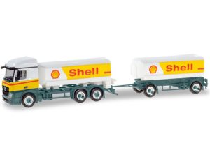 MB Actros 2011 SteamSpace cisterna na benzín s vlekem Shell Herpa 310437