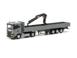 Iveco S-Way plošinový s jeřábem Herpa 316415