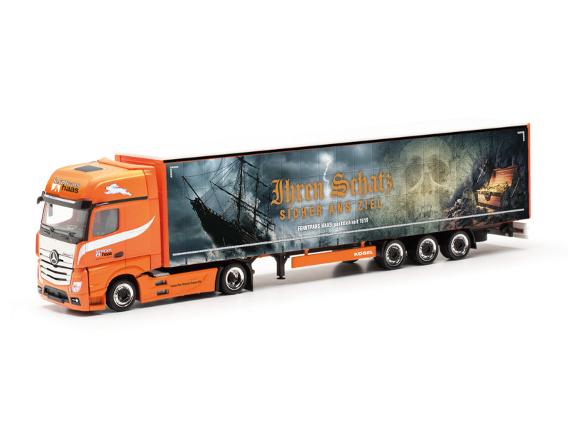 MB Actros L plachtový návěs Ferntrans Haas Herpa 317450