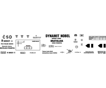 obtisk na 2-osý kotlový vůz R DYNAMIT NOBEL Bratislava (I. republika) Obtisky Jiran n0412