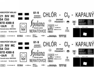 obtisk na 2-osý kotlový vůz Uh/R SPOLANA NERATOVICE (60.-80.léta) Obtisky Jiran n0416