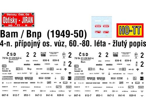 obtisk na 4-osý přípojný vůz Bam/Bnp (1949-50) (60.-80. léta) Obtisky Jiran t0236