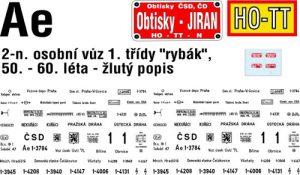 obtisk na osobní vůz Ae - rybák 50. - 60 léta Obtisky Jiran t0249