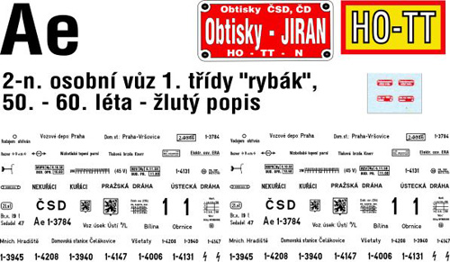 obtisk na osobní vůz Ae - rybák 50. - 60 léta Obtisky Jiran t0249