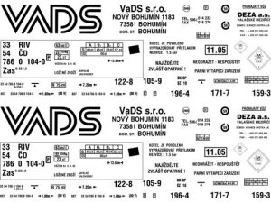 obtisk na 4-osý kotlový vůz Zas VADS Nový Bohumín 90.léta Obtisky Jiran t0422