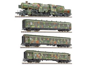 set Vojenský transport s lokomotivou řady 42 v maskovaném provedení DRB Liliput L130002