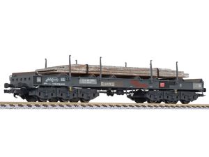 plošinový vůz Sahmms 711 černý s ocelovými deskami DB AG V.epocha patinovaný Liliput L235795