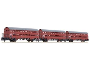 set zavřených vozů s brzdařskou plošinou Hbes 358 DB IV.epocha Liliput L260135