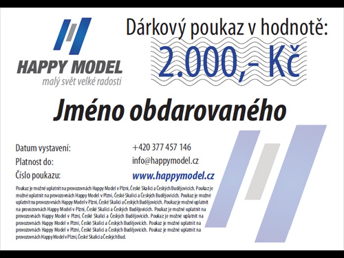 Dárkový poukaz 2000,- Kč Happy Model 2000