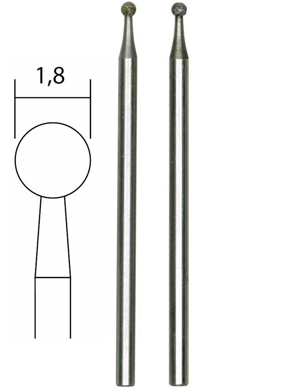 diamantové stopkové brousky (koule 1,8 mm) - 2 ks Proxxon 28222