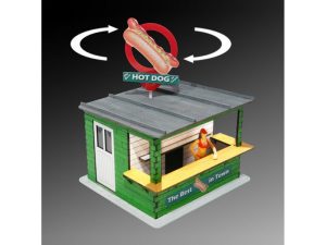 stánek s hot dogy osvětlený s rotující reklamou Proses PLS-316