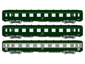 set osobních vozů A7x ex-B8 a 2 x B8 ex-A8 zelené SNCF RAILS EUROP EXPRESS VB396