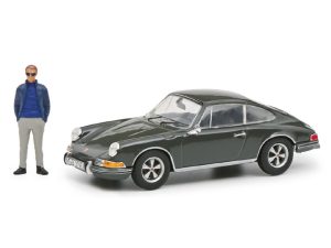 Porsche 911S LeMans s figurkou šedé 1:43 Schuco 450361700