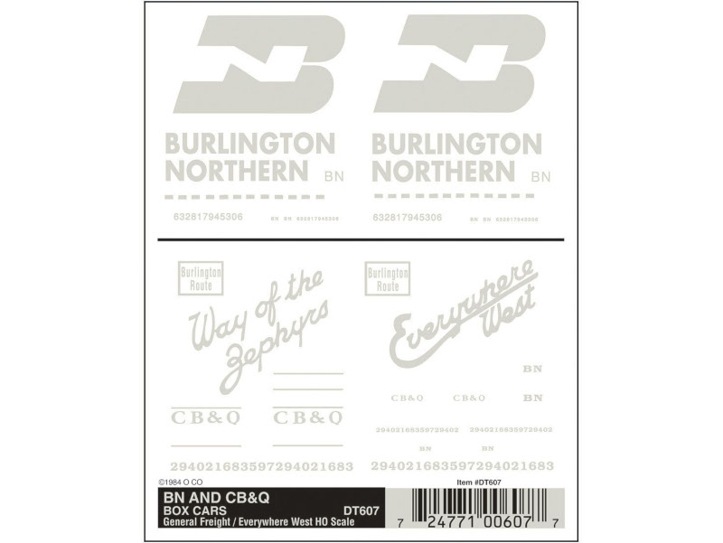 propisot na nákladní vozy BN a CBQ Woodland Scenics DT607